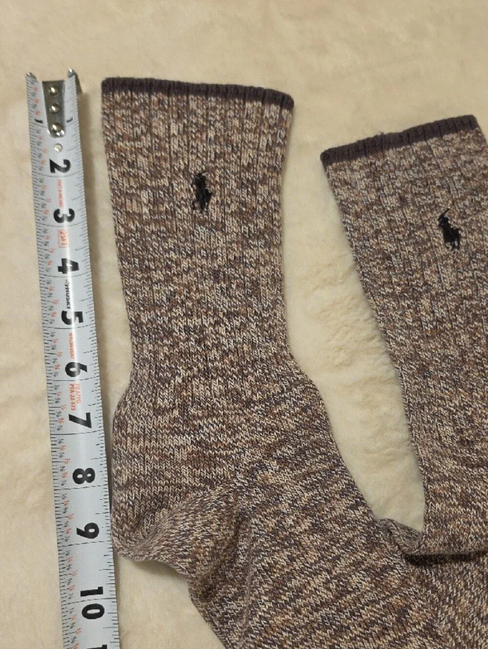 Ralph Lauren Ribbed Marled Crew Socks - Brown (Men's)